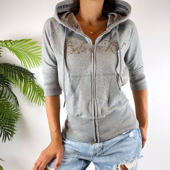 Vintage Y2K Ecko Red Gray Indie Casual Skater Short Sleeve Hoodie Jacket / Sz: L - Picture 1 of 8